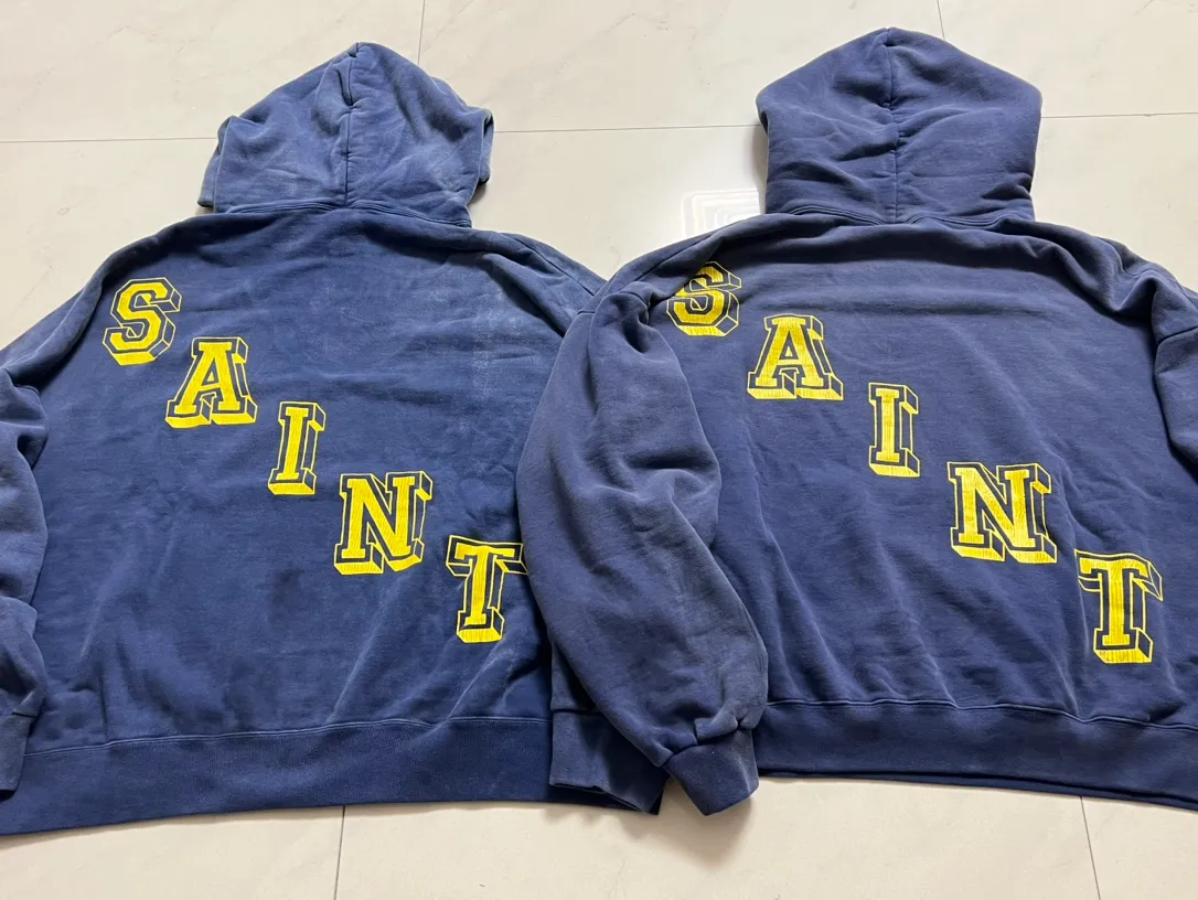 Proofing vs original SAINT M×××××× ANGEL HOODIE/NAVY Angel Reborn Blue Hoodie Washed Blue S-XL